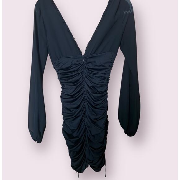 Tiger Mist Ruched Black Long Sleeve Dress - Picture 2 of 4